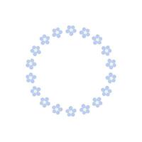 Simple floral wreath with beautiful hand drawn forget-me-not wildflowers. Isolated on white background. Round frame. Perfect for greeting card, wedding invitation and so on vector