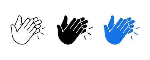 Clap icon set isolated on white background. Clapping hands sign icons collection. Clap symbol, victory gesture, applause. Congratulations, celebration and success. vector