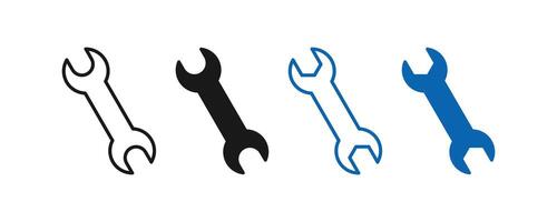 Wrench icons set. Wrench sign icon. Spanner symbol. Wrench tool icon vector