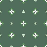 A green and white pattern with simple flowers vector