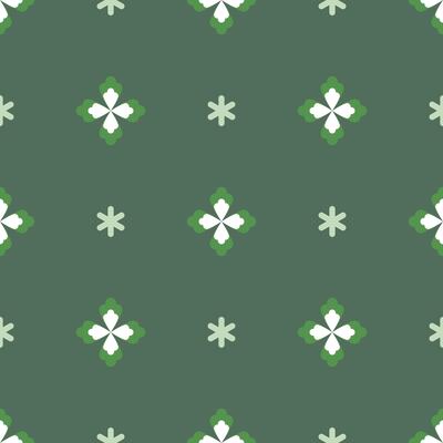 A green and white pattern with simple flowers