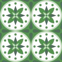 A green and white tile pattern with a star in the center vector