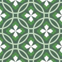 A green and white pattern with flowers vintage style vector