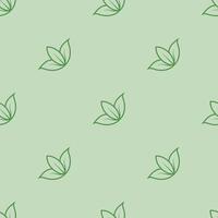 A line art green leaf pattern on a light green background vector