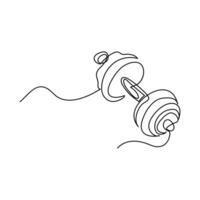 Continuous line drawing of hand holding dumbbells vector