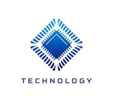 Computer chip icon, ai technology symbol vector