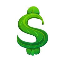 Tree green leaf font, type dollar currency sign vector