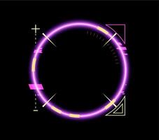 Neon game round frame asset circular HUD interface vector