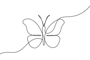 The contrast of black line on white board makes the butterfly single-line art both simple and striking. vector