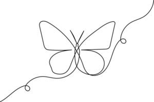 The butterfly, drawn with just one line, dances across the paper with grace vector