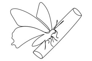 With one flowing stroke, the butterfly spreads its wings in minimalist style. vector