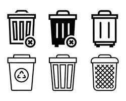 Trash Bin and Delete Icon Collection vector