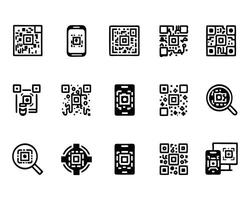 QR Code and Barcode Icon Collection vector