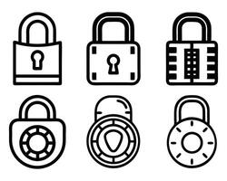 Clean Lock Icons Web and App Ready vector
