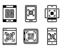 QR Code Design Icons Clean Set vector