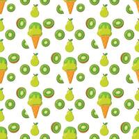 Kiwi pear ice cream pattern vector