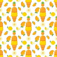 Mango pineapple ice cream pattern vector