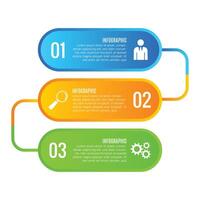 Connected chart infographic business editable modern 3 step template design vector