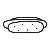 Hot dog. Black color. Fast food illustration. Outline isolated icon. design on white background. vector