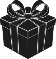 Black Gift Box - Elegant Present with Ribbon and Bow vector