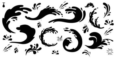 Water splashes collection in a flat design. Set of water splash vector