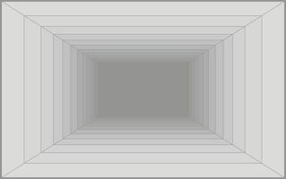 Futuristic perspective grid box. Abstract wireframe with white grid line on white background. Virtual reality landscape in 80s 90s digital style. vector