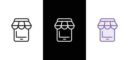 Shop flat black and colorful icons. Thin line symbol for design logo or icon. Visit card shopping, etc. Single high-quality outline symbol for web page or mobile app. Shop outline pictogram. vector