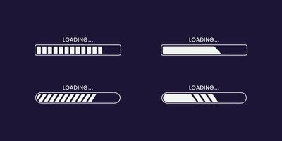 Progress loading bar set. Process indicator. vector