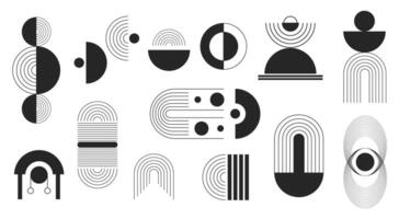 Mid Century Shapes. Set of geometric shapes. Memphis design, retro elements for web, vintage vector