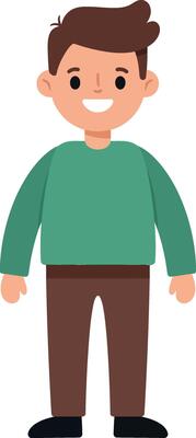 Smiling young boy standing casual pose flat design art