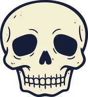 Human skull frontal view minimal flat design with neutral expression illustration vector