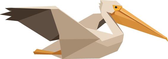 Pelican bird in flight with geometric shapes flat design minimal art vector