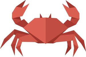 Red geometric crab with raised claws in flat design style isolated on white background illustration vector