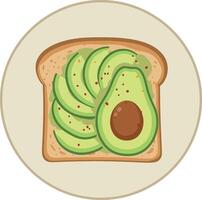 Sliced avocado on toasted bread with chili flakes in flat style illustration vector