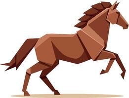 Brown horse rearing up in simplified geometric shapes minimal flat design illustration vector