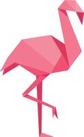 Pink flamingo standing on one leg geometric flat design minimal style art vector