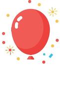 Red balloon with festive confetti and sparkles flat design minimal party celebration art vector