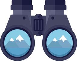 Binoculars with mountain reflection flat design detailed optical tool illustration vector