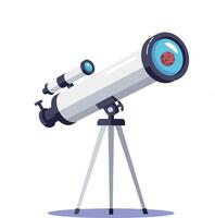 White telescope with tripod stand in minimal flat design observing space illustration vector