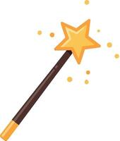 Magic wand with yellow star tip glowing in flat design style sparkling illustration vector