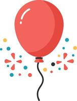 Red party balloon with colorful confetti flat minimal festive celebration illustration vector