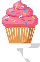 Pink frosted cupcake with colorful sprinkles flat design sweet dessert illustration vector