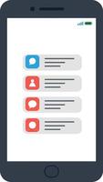 Smartphone device with colorful notification icons and message alerts in flat minimal illustration vector