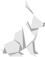 Origami style white rabbit sitting with folded paper shapes minimal design illustration vector