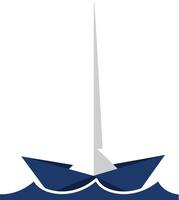 Sailboat on water with white sail minimal flat design simple illustration vector