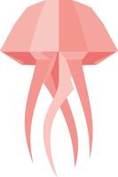 Stylized pink jellyfish with elongated tentacles in simple flat design illustration vector