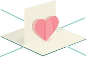 Pink heart shape with folded paper design flat style romantic symbol art vector