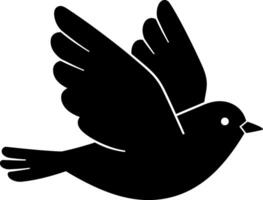 Black silhouette of a bird in flight with spread wings minimal flat design illustration vector