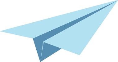 Blue paper airplane flying in minimal flat style with sharp edges illustration vector
