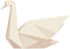 Origami paper swan in minimal flat design with geometric shapes and soft beige tones illustration vector
